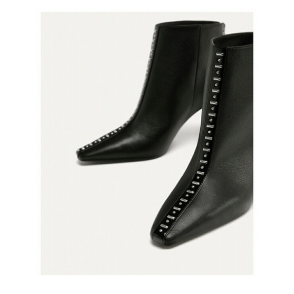 Zara high heel leather ankle booties black - Picture 3 of 11